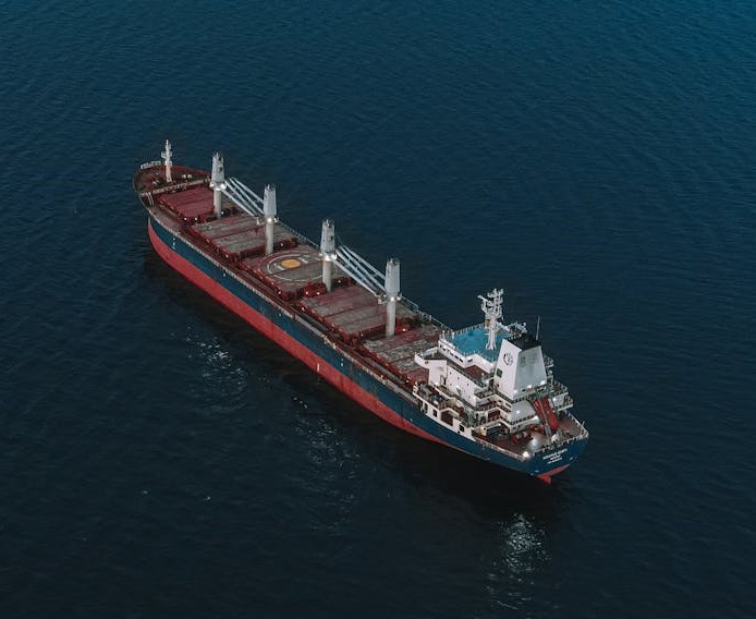 Cargo ship at anchorage