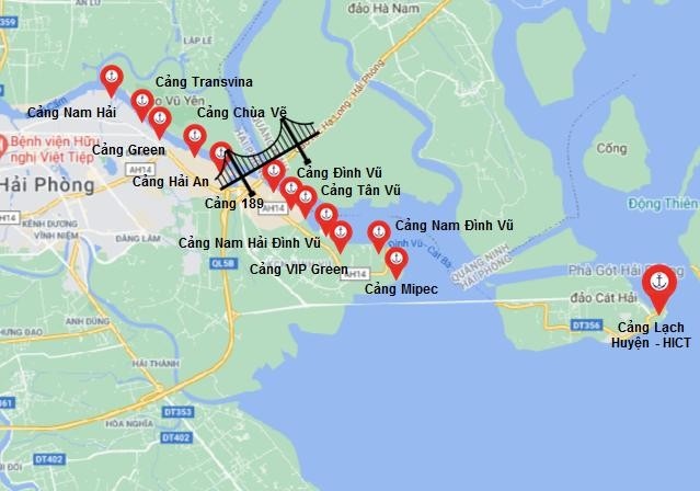 Vị trí các cảng container tại Hải Phòng