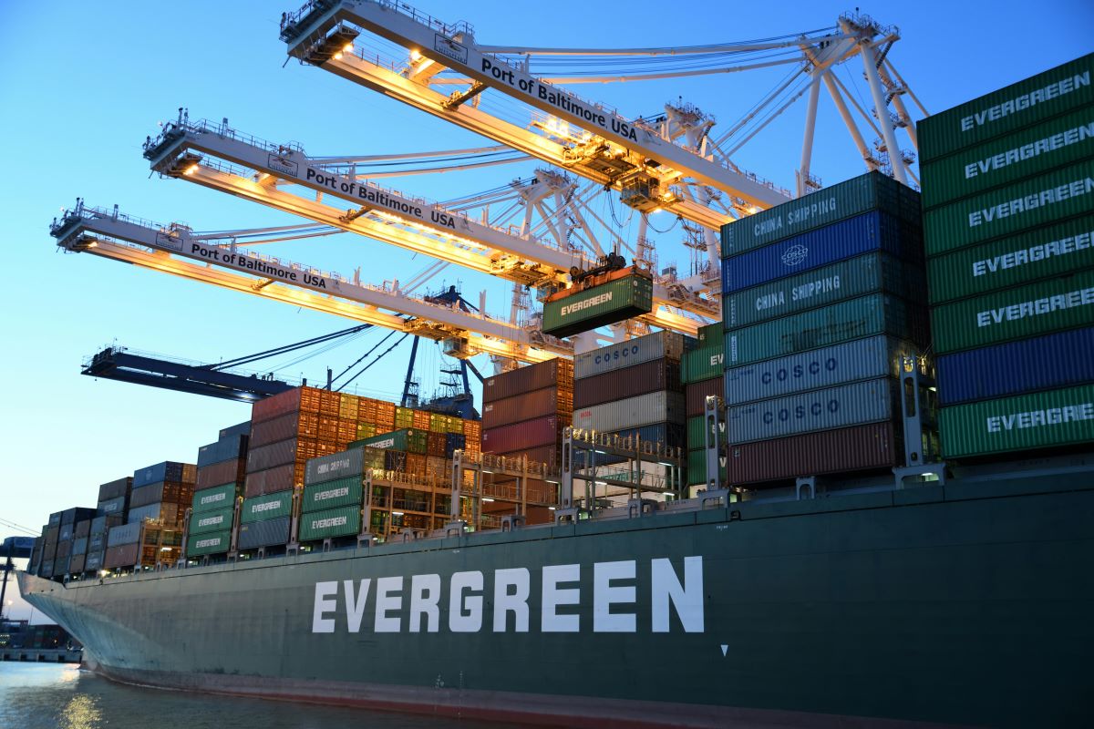 Evergreen vessel at port